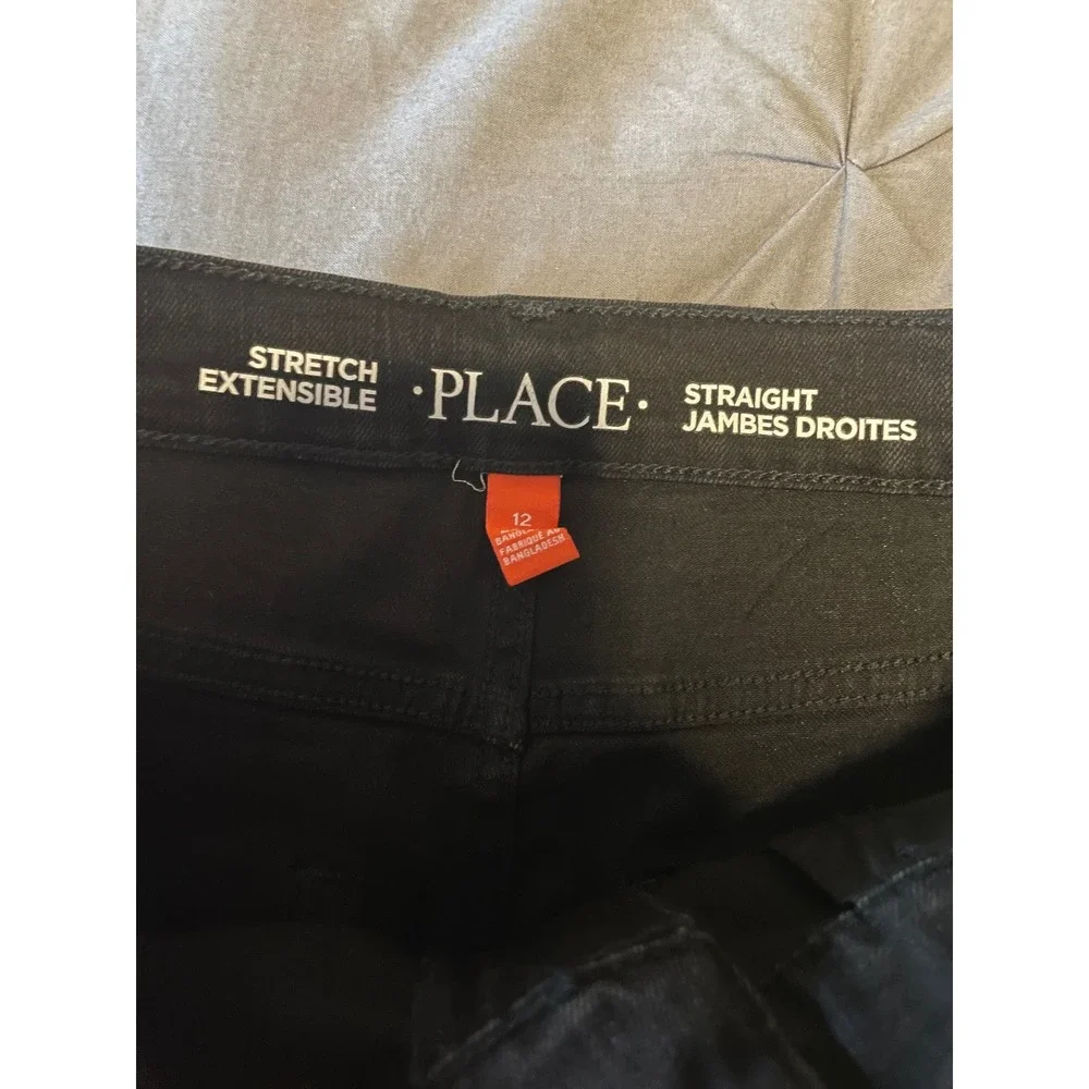 The Children's‎ Place Boys Black Straight Leg Stretch Jeans Size 12 NWT